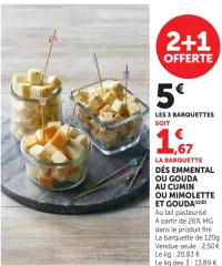 DÉS EMMENTAL OU GOUDA AU CUMIN OU MIMOLETTE ET GOUDA