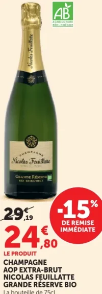 CHAMPAGNE AOP EXTRA-BRUT NICOLAS FEUILLATTE GRANDE RÉSERVE BIO
