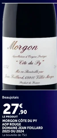 Morgon Côte du Py AOP Rouge Domaine Jean Foillard 2023 ou 2024