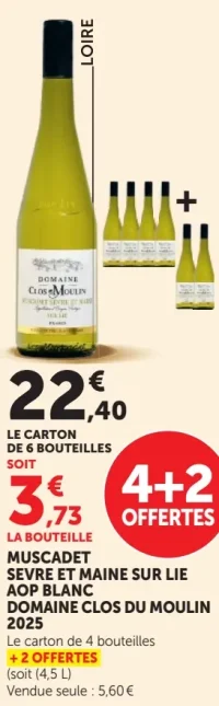 Muscadet Sèvre et Maine sur lie AOP Blanc Domaine Clos du Moulin