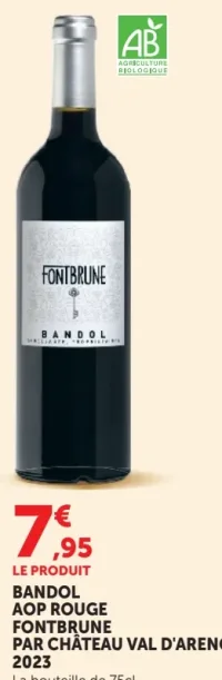 FONTBRUNE BANDOL AOP ROUGE PAR CHÂTEAU VAL D'ARENC 2023