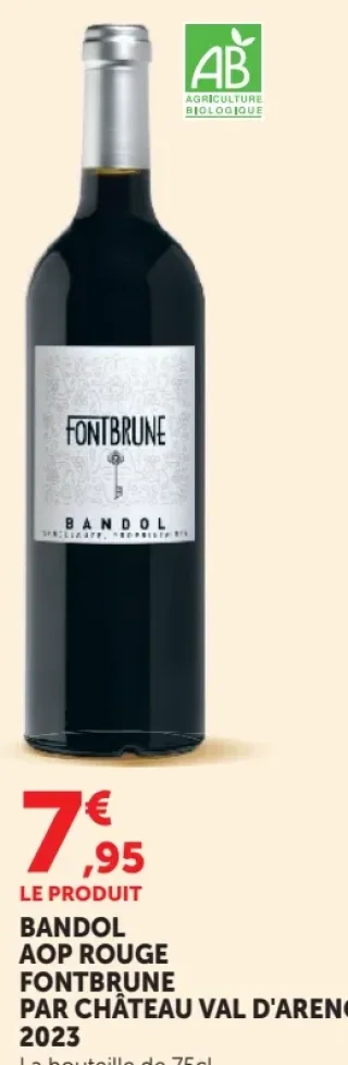FONTBRUNE BANDOL AOP ROUGE PAR CHÂTEAU VAL D'ARENC 2023