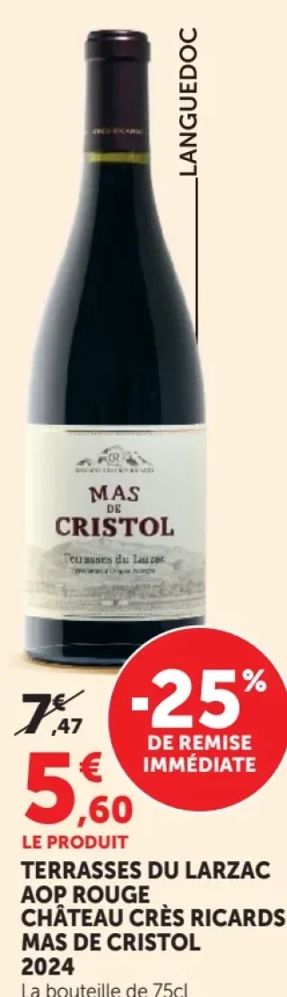MAS DE CRISTOL CHÂTEAU CRÈS RICARDS TERRASSES DU LARZAC AOP ROUGE 2024