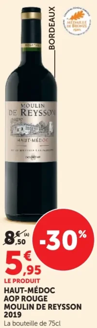 Vin rouge Moulin de Reysson Haut-Médoc AOP Rouge 2019