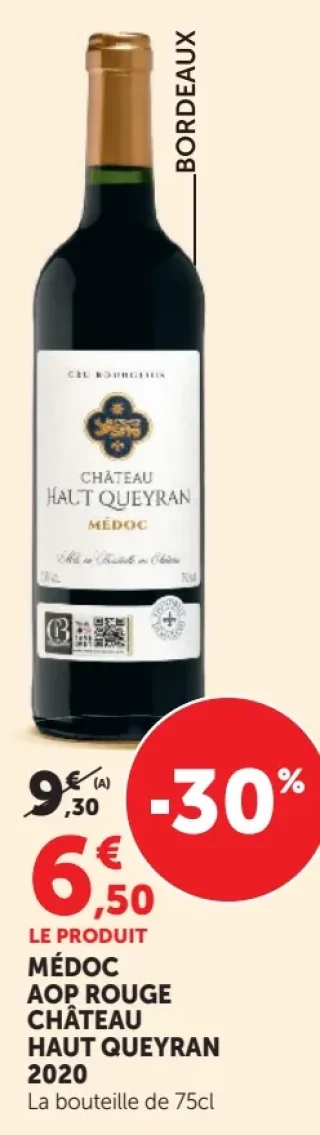 Vin rouge Château Haut Queyran Médoc AOP Rouge 2020