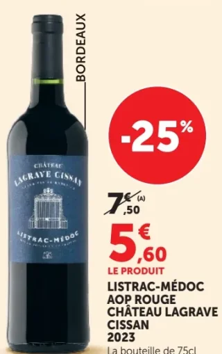 Vin rouge AOP Listrac-Médoc Château Lagrave Cissan 2023
