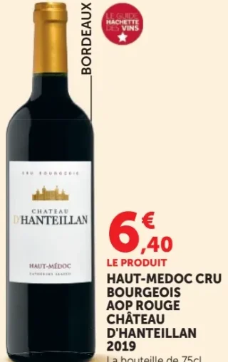 Vin rouge AOP Haut-Médoc Cru Bourgeois Château d'Hanteillan 2019