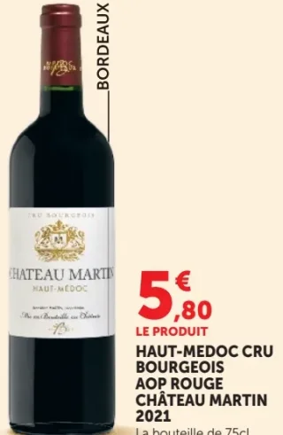 Vin rouge AOP Haut-Médoc Cru Bourgeois Château Martin 2021