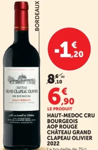 Vin rouge AOP Haut-Médoc Cru Bourgeois Château Grand Clapeau Olivier 2022