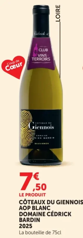 Côteaux du Giennois AOP Blanc Domaine Cédrick Bardin