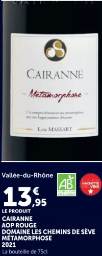 Cairanne AOP Rouge DOMAINE LES CHEMINS DE SÈVE Métamorphose 2021