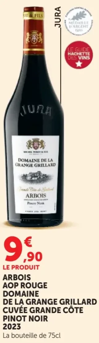 ARBOIS AOP ROUGE DOMAINE DE LA GRANGE GRILLARD CUVÉE GRANDE CÔTE PINOT NOIR 2023