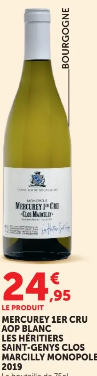 MERCUREY 1ER CRU AOP BLANC LES HÉRITIERS SAINT-GENYS CLOS MARCILLY MONOPOLE 2019