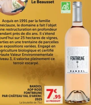 BANDOL AOP ROSÉ FONTBRUNE PAR CHÂTEAU VAL D'ARENC 2019