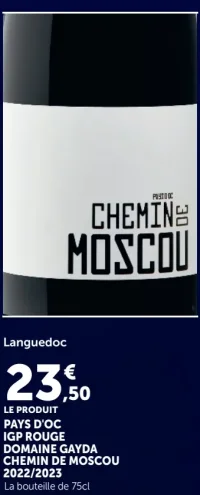Pays d'Oc IGP Rouge Domaine Gayda Chemin de Moscou