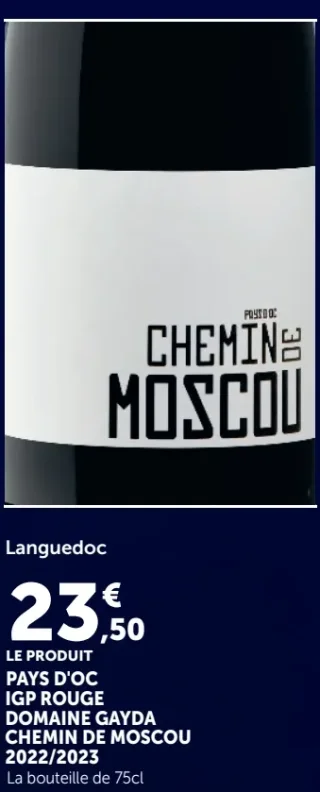 Pays d'Oc IGP Rouge Domaine Gayda Chemin de Moscou