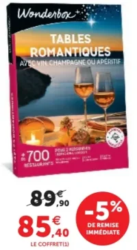 Coffret cadeau Wonderbox Tables Romantiques