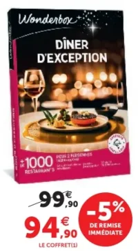 Coffret cadeau Wonderbox Dîner d'Exception