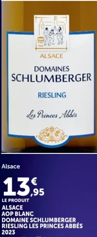 Alsace AOP Blanc Domaine Schlumberger Riesling Les Princes Abbés 2023