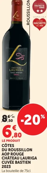 Côtes du Roussillon AOP Rouge Château Lauriga Cuvée Bastien 2023