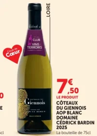Domaine Cédrick Bardin Côteaux du Giennois AOP Blanc