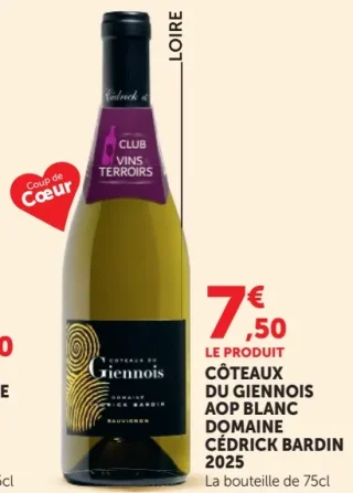 Domaine Cédrick Bardin Côteaux du Giennois AOP Blanc