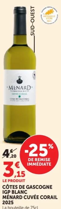 Ménard Cuvée Corail Côtes de Gascogne IGP Blanc 2025