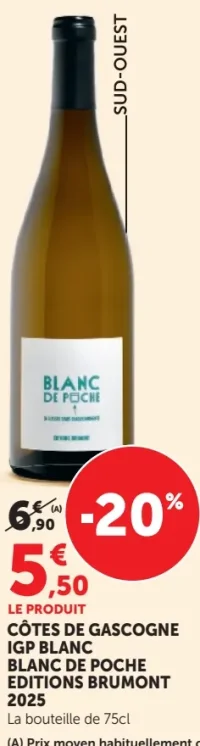 CÔTES DE GASCOGNE IGP BLANC BLANC DE POCHE EDITIONS BRUMONT 2025
