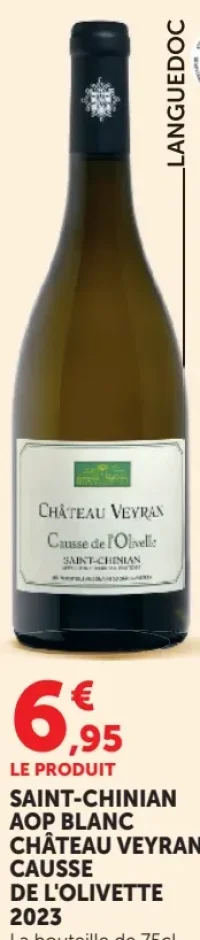 SAINT-CHINIAN AOP BLANC CHÂTEAU VEYRAN CAUSSE DE L'OLIVETTE 2023