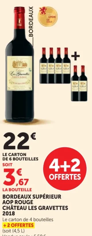 Vin rouge Bordeaux Supérieur AOP Château Les Gravettes 2018