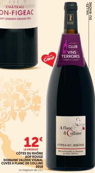 Côtes du Rhône AOP Rouge Domaine Valérie Vignal Cuvée A Flanc de Colline 2018 Le magnum de 1,5 L