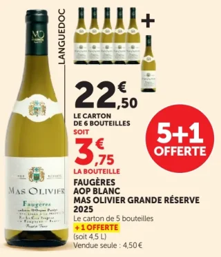 Vin blanc Faugères AOP Mas Olivier Grande Réserve