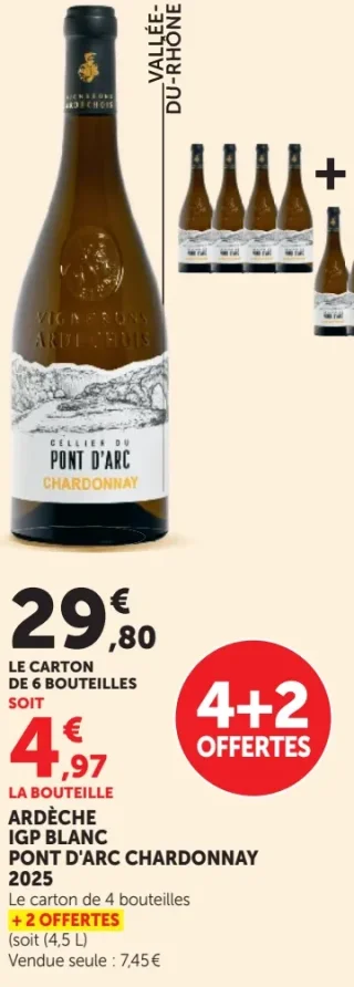 Vin blanc Ardèche IGP Chardonnay Cellier du Pont d'Arc