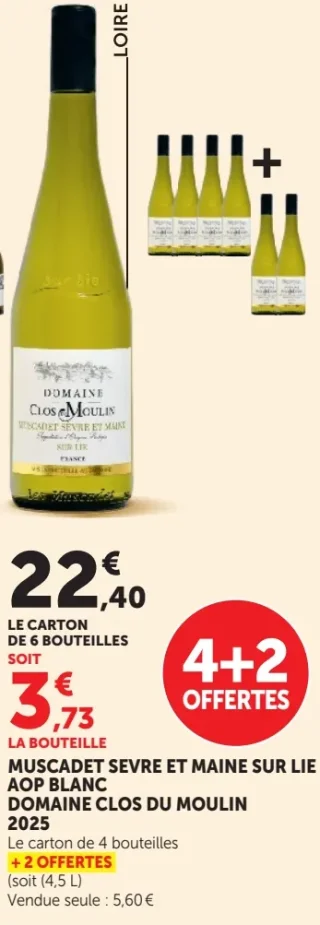 Vin blanc Muscadet Sèvre et Maine Sur Lie AOP Domaine Clos du Moulin