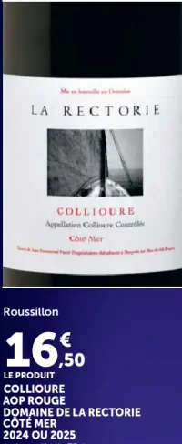 Collioure AOP Rouge Domaine de la Rectorie Côté Mer 2024 ou 2025