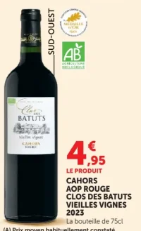 CAHORS AOP ROUGE CLOS DES BATUTS VIEILLES VIGNES 2023