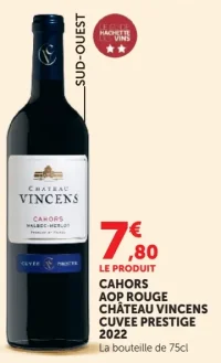 CAHORS AOP ROUGE CHÂTEAU VINCENS CUVEE PRESTIGE 2022
