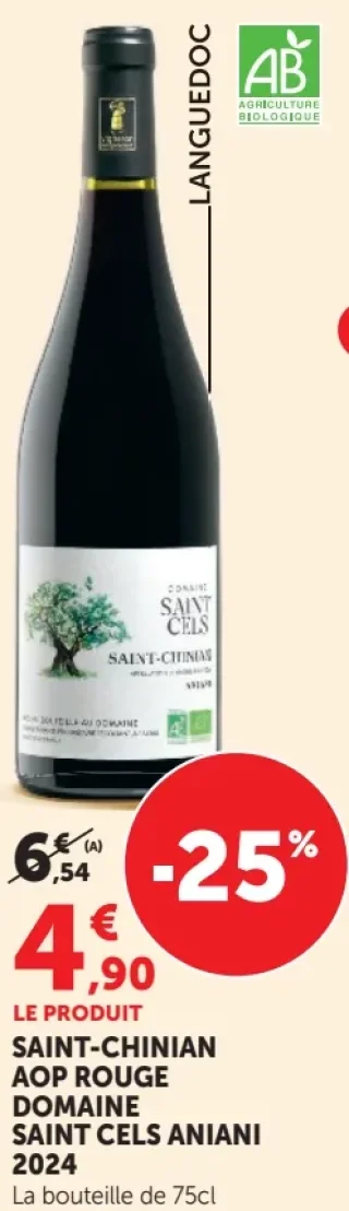 Vin rouge Saint-Chinian AOP Rouge Domaine Saint Cels Aniani 2024