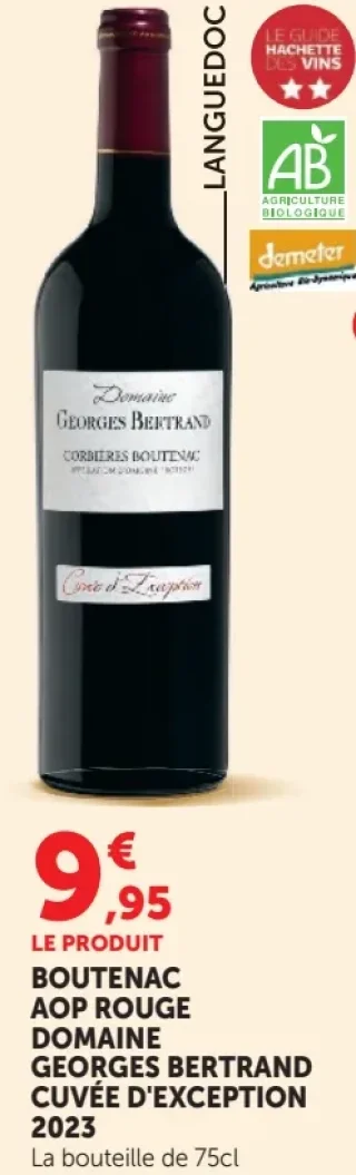 Vin rouge Boutenac AOP Rouge Domaine Georges Bertrand Cuvée d'Exception 2023