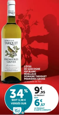 Côtes de Gascogne IGP Blanc Moelleux Domaine Tariquet Premières Grives