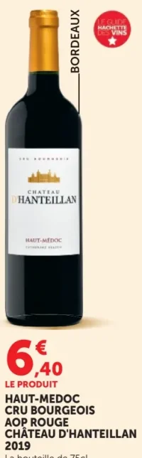 Vin rouge Haut-Médoc Cru Bourgeois AOP Château d'Hanteillan 2019