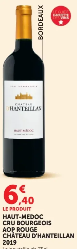 Vin rouge Haut-Médoc Cru Bourgeois AOP Château d'Hanteillan 2019
