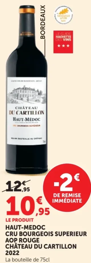 Vin rouge Haut-Médoc Cru Bourgeois Superieur AOP Château du Cartillon 2022