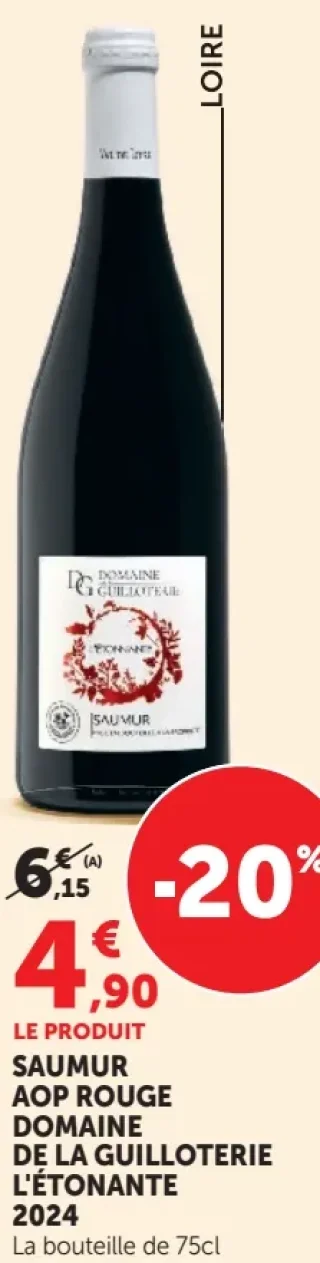 SAUMUR AOP ROUGE DOMAINE DE LA GUILLOTERIE L'ÉTONANTE 2024