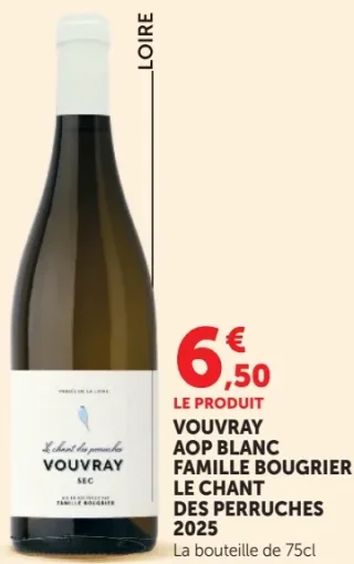 Vouvray AOP Blanc Famille Bougrier Le Chant des Perruches 2019