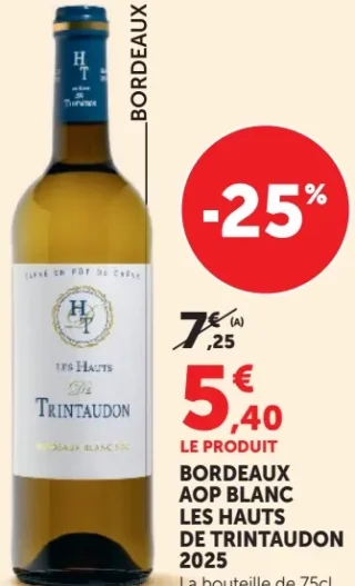 Bordeaux AOP Blanc Les Hauts de Trintaudon 2025
