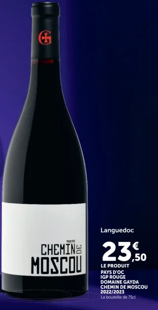 Vin Rouge Domaine Gayda Chemin de Moscou IGP Pays d'Oc 2022/2023