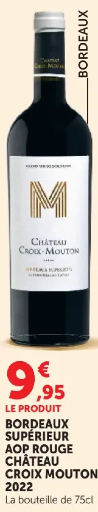 Vin rouge Bordeaux Supérieur AOP Château Croix Mouton 2022