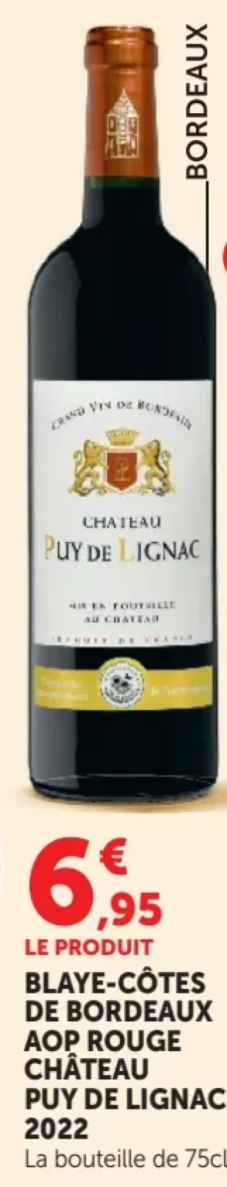 Vin rouge Blaye-Côtes de Bordeaux AOP Château Puy de Lignac 2022