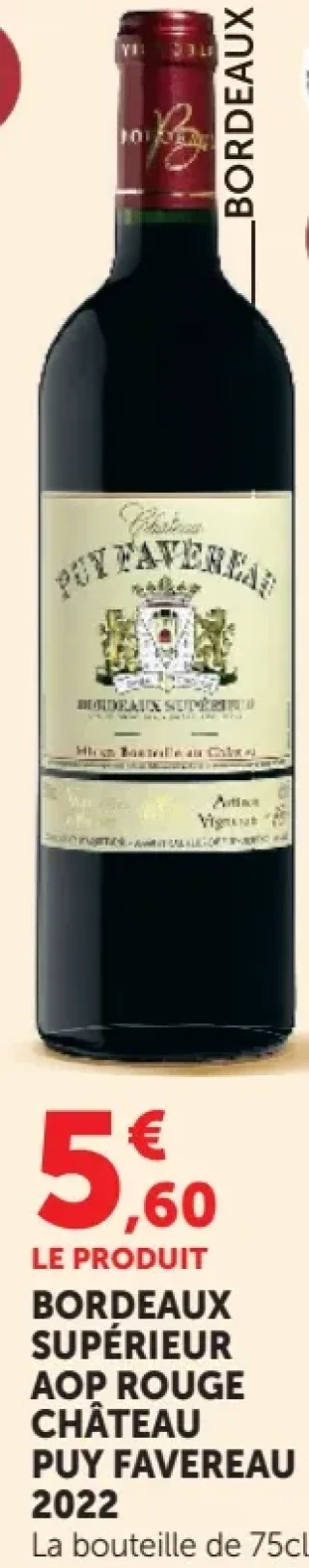 Vin rouge Bordeaux Supérieur AOP Château Puy Favereau 2022